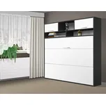 Nabytekmorava Sklápěcí postel VS1056 MAX, 200x140cm barva lamina: Antracit/bílé dveře, matrace: bez matrace, varianta dveří: lesklé