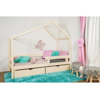 Dětská postel MAXIDO Dětská postel domeček Dita - dva šuplíky 180x80 přírodní (Český výrobek)