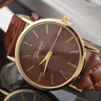 Hodinky Načančaná.cz Dámské kožené prošívané hodinky Barva: Hnědá