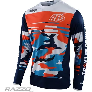 cyklistický dres Pánský dres TroyLeeDesigns GP Jersey Formula Camo Navy Orange 2022 XL