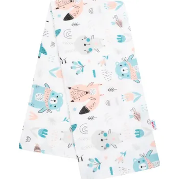 New Baby Flanelová plena s potiskem bílá 70 x 80 cm, zvířátka