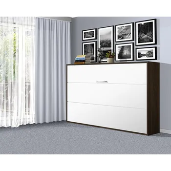 Postel Nabytekmorava Sklápěcí postel VS1056, 200x120cm barva lamina: ořech / bílé dveře, varianta dveří: matné