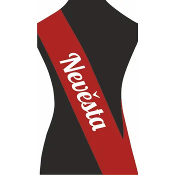 Party dekorace ON-DESIGN Šerpa NEVĚSTA Barva: červená, Barva potisku: bílá, Fonty písma: Lobster