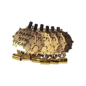 Party dekorace Frkačky Happy New Year zlaté 6ks - Silvestr