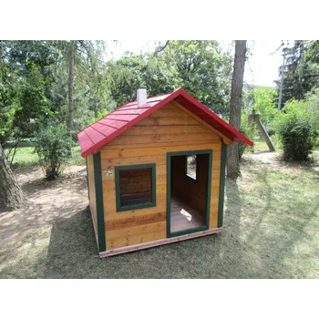 Dětský domeček Dětský domek s podlahou pro veřejné prostranství a mateřské školy (Dětský zahradní dřevěný domek s certifikací pro MŠ a veřejná prostranství)
