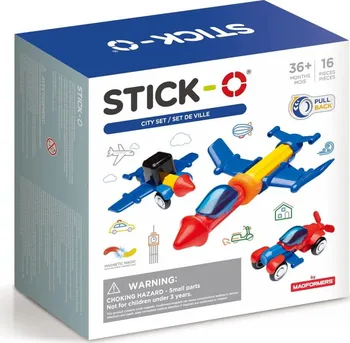 Stavebnice Magformers Magformers Stick-O City set dopravní prostředky 16 ks