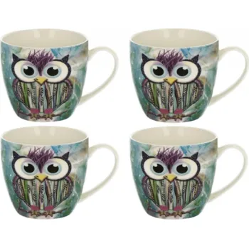 DUO Gifts DG - Porcelánová sada hrníčků SOVA FUNKY - 4*460 ml