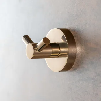 Držák na ručník Coral - věšáček dvojitý economy, Coffee-Gold lesk 158106032