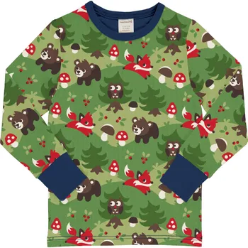 Dětské triko s dlouhým rukávem Lesní zvířátka a houby Maxomorra Velikost: 74/80