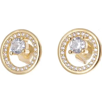 Náušnice Stříbrné pozlacené náušnice se zirkony STNAU1001F