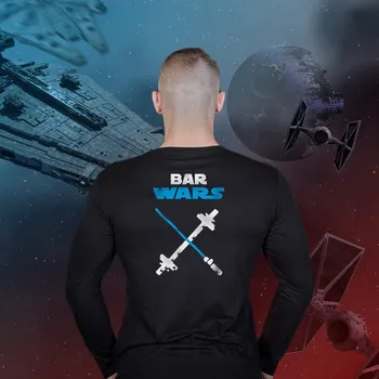 Pánské tričko Pánské tričko s dlouhým rukávem GymTime - BAR WARS Velikost: S, Barva: Černá