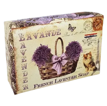 Mýdlo Luxusní přírodní mýdlo s vůní v dekorovaném obalu French Lavender Soap - 200 g