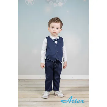 Chlapecký tmavě modrý set s vestou 4-dílný A110