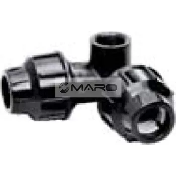 Instalatérský materiál Plas-fit Koleno svěrné plastové 3D s odbočkou s vnitřním závitem na PE trubky 25 x 1/2" x 25 mm, 15025Z9201