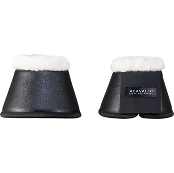 Koňské kamaše ACAVALLO Zvony Eco-leather Eco-wool Acavallo, s beránkem, pár, černé COB
