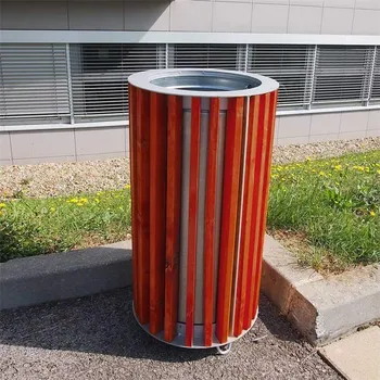 Odpadkový koš Dřevěný koš, kulatý, odstín dřeva mahagon, objem 50 l, výška 800 mm