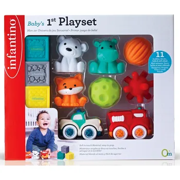 Hračka pro nejmenší Infantino Sada senzorických hraček s autíčky a zvířátky