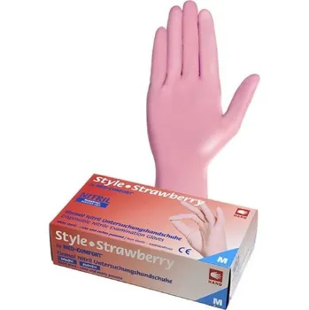 Vyšetřovací rukavice Vyšetřovací rukavice Style nitril, nepudrované, Strawberry, vel. M, 100 ks