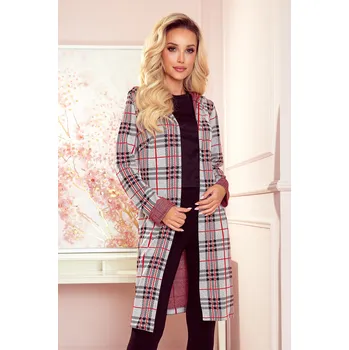 Dámský svetr Černo-šedo-červený kabátek s kapucí COLETTE 218-5 Velikost: S