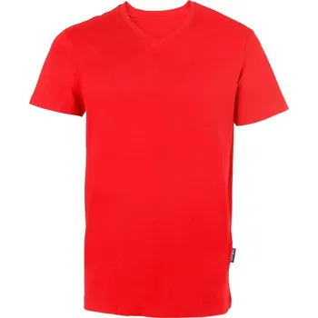 Pánské tričko HRM Pánské Bio odolné tričko s výstřihem do V Barva: Červená, Velikost: 4XL