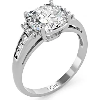 Prsten Couple, Výrazný zásnubní prsten Nona, bílé zlato se zirkony, vel. 50, prům. 15.9 mm, 585-66-1-0302.1B00.0.50.001