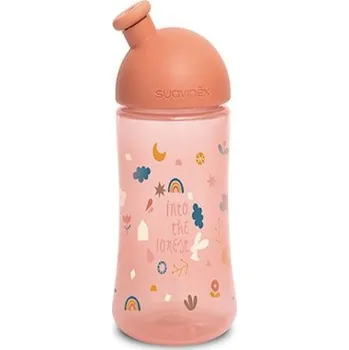 Kojenecká láhev Suavinex Třetí láhev se sportovním pítkem FOREST 270 ml Růžová