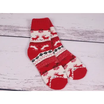 Dámské ponožky CNB BERLIN Termo ponožky DE 37829 teplé s vlnou červené se soby velikosti ponožek: 23-25 (EUR vel. 35-38)