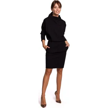 Dámské šaty B175 Šaty s kimonovými rukávy - černé EU S/M