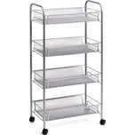 Regál na kolečkách, kovový, stříbrná barva, ZELLER