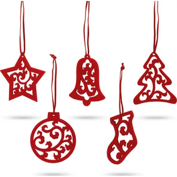 Vánoční dekorace Sada 5 závěsných vánoční ozdoba červená