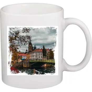 Hrnek malý bílý s potiskem HK - Pražský most II