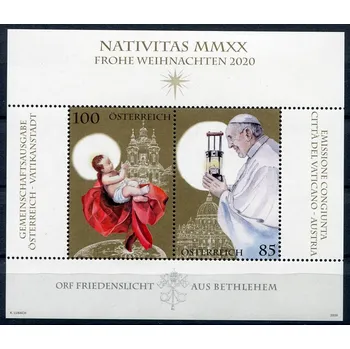 Poštovní známka Österreich post (2020) MiNr. 3566 - 3567 **, Block 120 - Rakousko - Vánoce (III.) - Světlo pokoje z Betléma