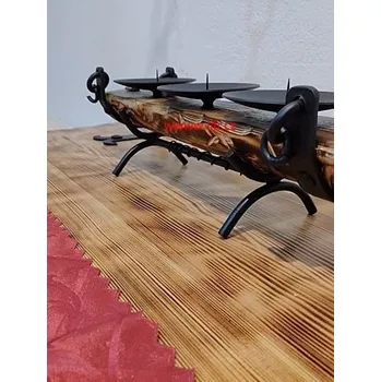 Svícen Kovový dřevěný svícen lustr, stůl