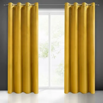 Dekorativní polštářek Eurofirany Sametový závěs MELANIE 140x250 žlutý