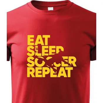 Chlapecké tričko Dětské tričko - Fotbal eat, sleep, soccer, repeat, Barva Červená, Velikost 134 cm/8 roků, Canvas Dětské tričko Bezvatriko.cz 1560
