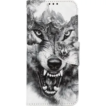 Pouzdro na mobilní telefon Pouzdro Samsung A22 knížkové Černobílý vlk (kryt neboli obal na Samsung A22)