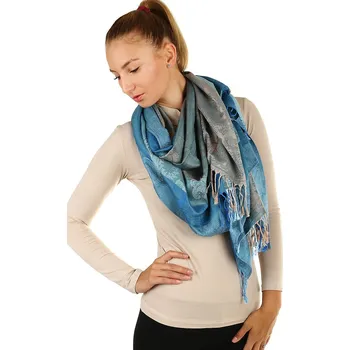 Glara Dámská maxi vzorovaná šála 483599 modrá