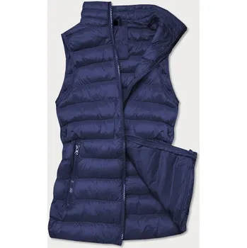 Dámská vesta Krátká modrá prošívaná dámská vesta (23077-215) odstíny modré S (36)