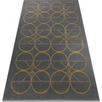 Koberec Makro Abra Kusový koberec EMERALD 1010 Luxusní kruhy šedý zlatý Rozměr: 80x150 cm
