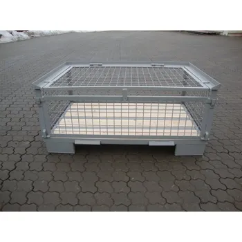 Poloviční gitterbox s víkem se sklopnou stěnou 800x1200x500 ral 7030