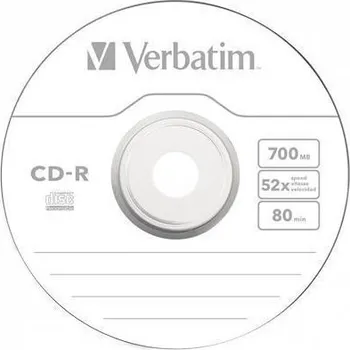 Optické médium CD-R 700MB, 80min., 52x, DLP Crystal AZO, Verbatim, 1ks
