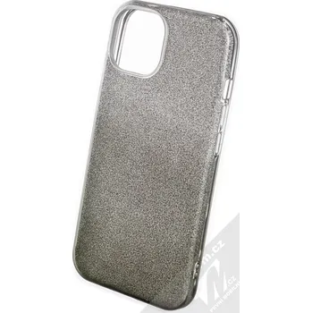 Pouzdro na mobilní telefon 1Mcz Shining Duo TPU třpytivý ochranný kryt pro Apple iPhone 13 stříbrná černá (silver black)