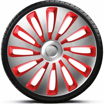 Poklice na kolo Ozdobné kryty kol, poklice 15" SEPANG CARBON SILVER RED 4ks