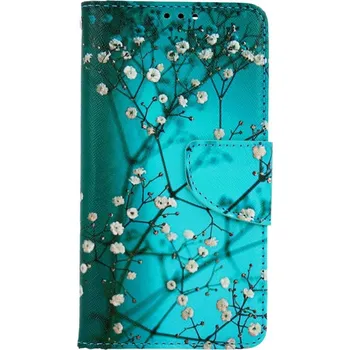 Pouzdro na mobilní telefon Pouzdro iPhone 13 Pro knížkové Modré s květy (kryt neboli obal na iPhone 13 Pro)