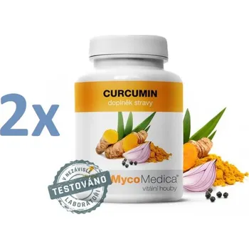 Zdravotnický materiál MycoMedica Curcumin 2 x 120 kapslí + Sada náplastí Hartmann Cosmos s polštářkem 5 kusů