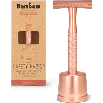 Bambaw Kovový holicí strojek se stojanem Rose Gold