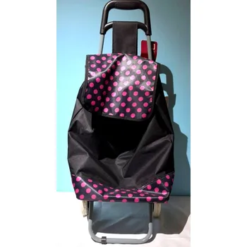 Nákupní košík Nákupní košík na kolečkách s růžovými puntíky 40 l