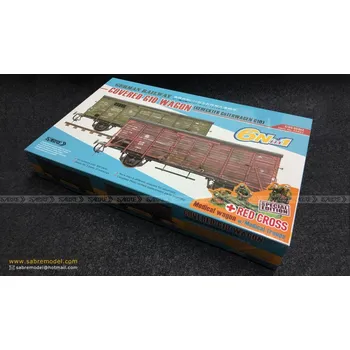 Plastikový model Sabre model 1/35 German Railway Covered G10 Wagon - Red Cross Special Edition