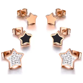 Souprava šperků B-TOP Sada náušnic z nerezové oceli HVĚZDA