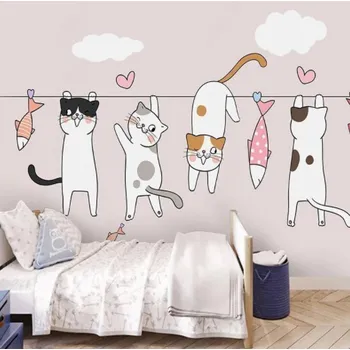 Tapeta Solution Media 3D tapety - Kočky na sňůře MU4046 2 - Voděodolná hedvábná tkanina - Textilní tapeta lesklá - 200g/m2